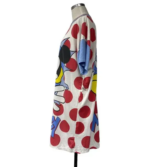 Vintage Disney Mickey Co Womens One Size Dot 90s Sleep Shirt Dress - Picture 3 of 8
